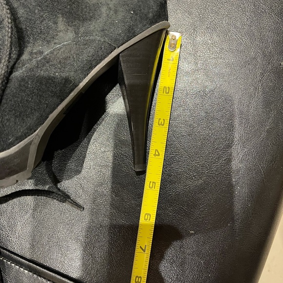 Envy Heeled Black Suede Tie Up Ankle Boots - Picture 13 of 16